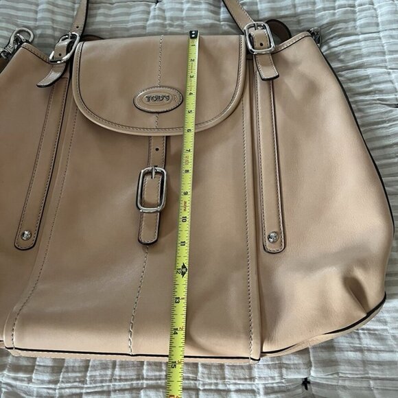 TOD'S Leather Shoulder Bag Camel Handbag Large Tote 15x17x2 Office Quiet Luxury - Picture 12 of 12